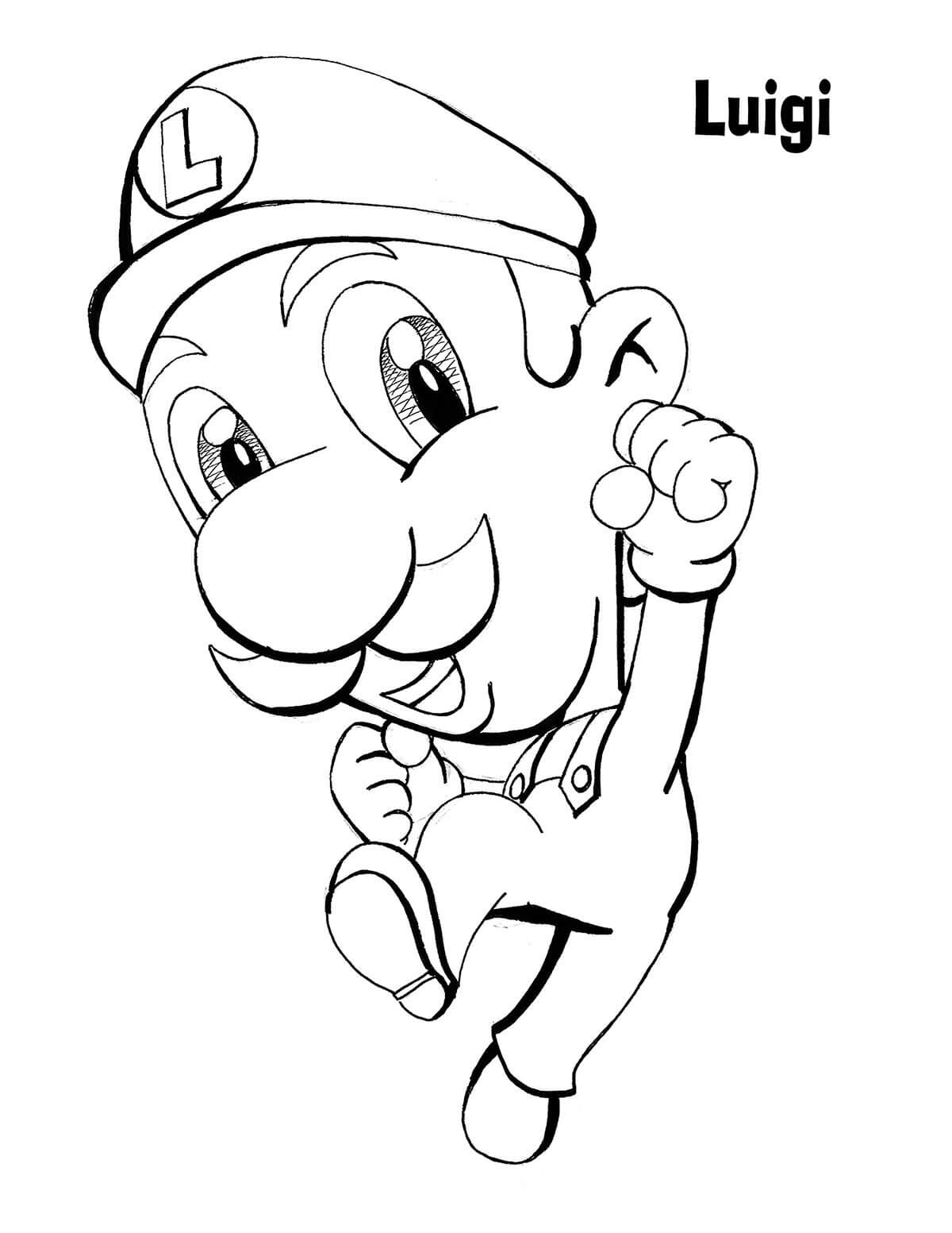 Divertido Luigi Pulando para colorir