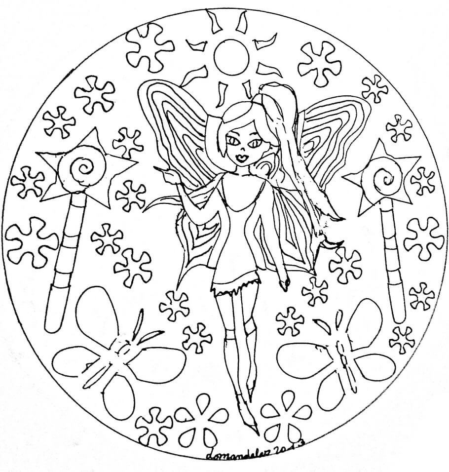 Desenhos de Fada Mandala Domandalas para colorir
