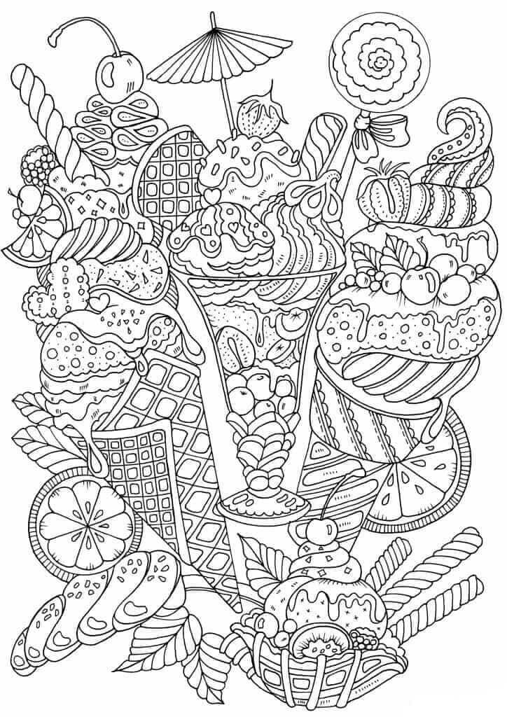 Desenhos de Imagem de Sorvete Complicado para colorir