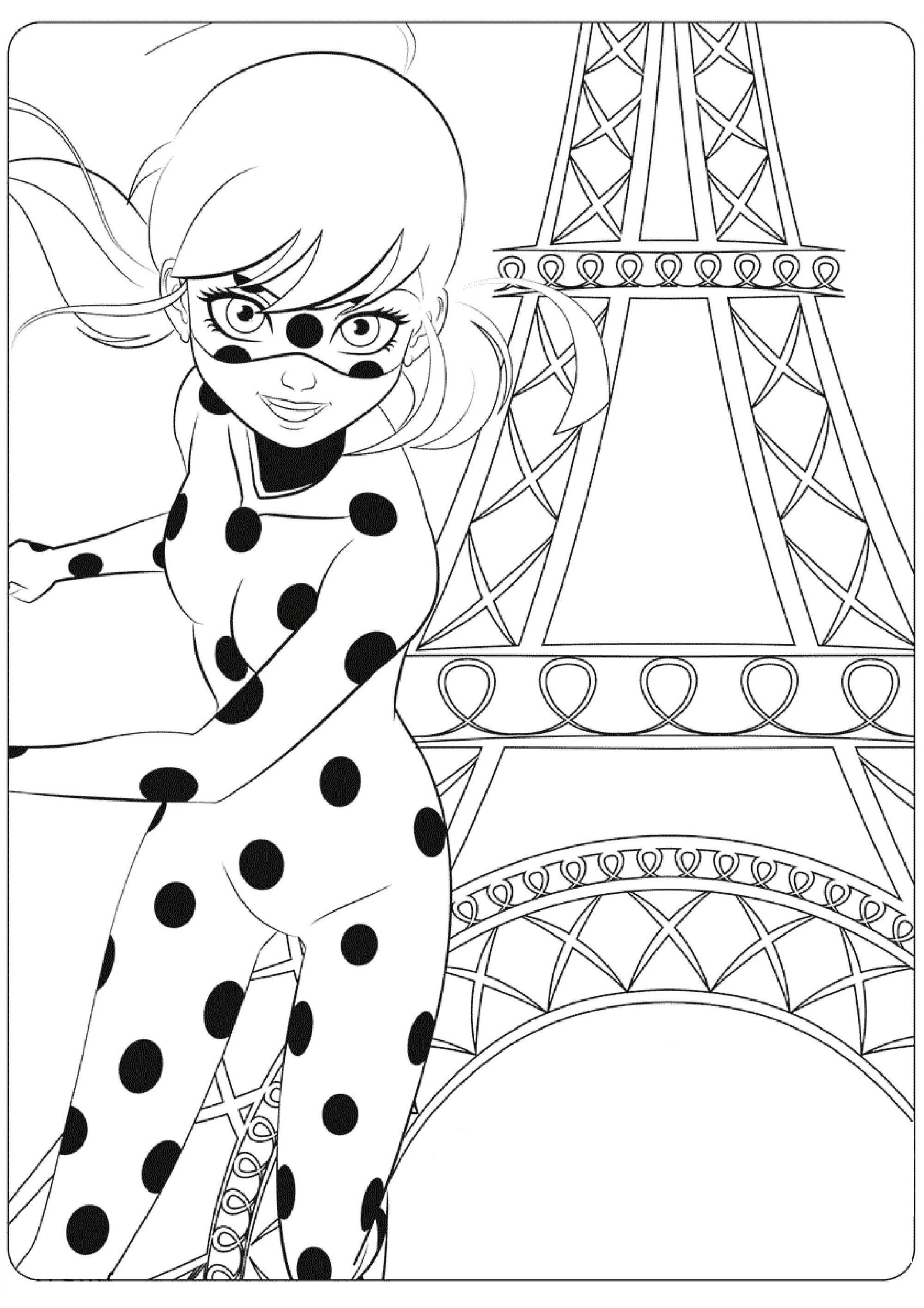 Joaninha com a Torre Eiffel para colorir