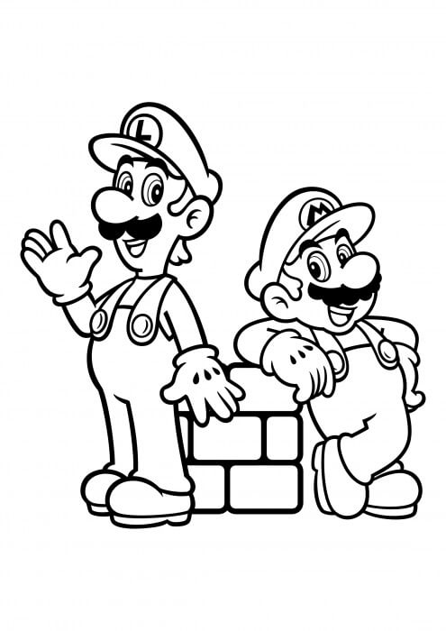 Desenhos de Luigi e Mario para colorir