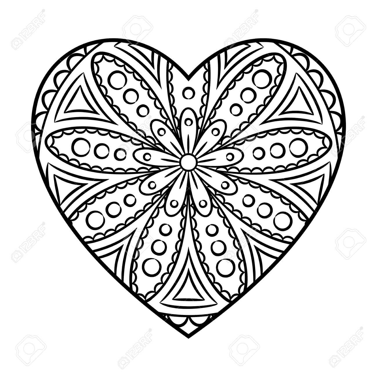 Desenhos de Mandala do Coração para colorir