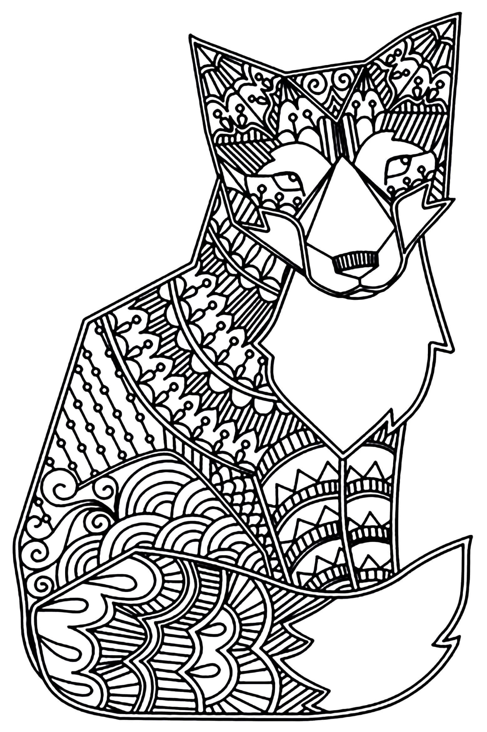 Desenhos de Mandala do Posicionamento da Raposa para colorir
