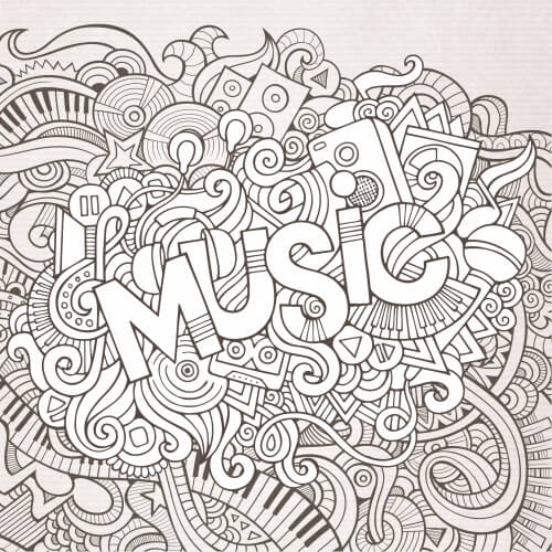 Desenhos de Mandala Música para colorir