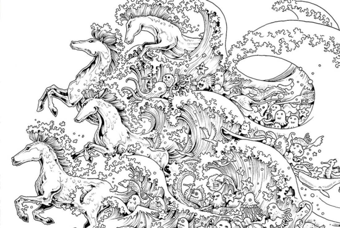 Desenhos de Mandalas Cavalos Correndo para colorir