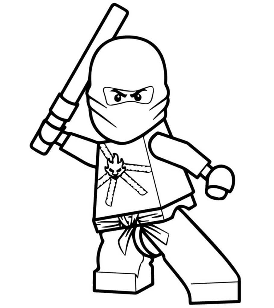 Desenhos de Ninjago Segurando a Espada para colorir