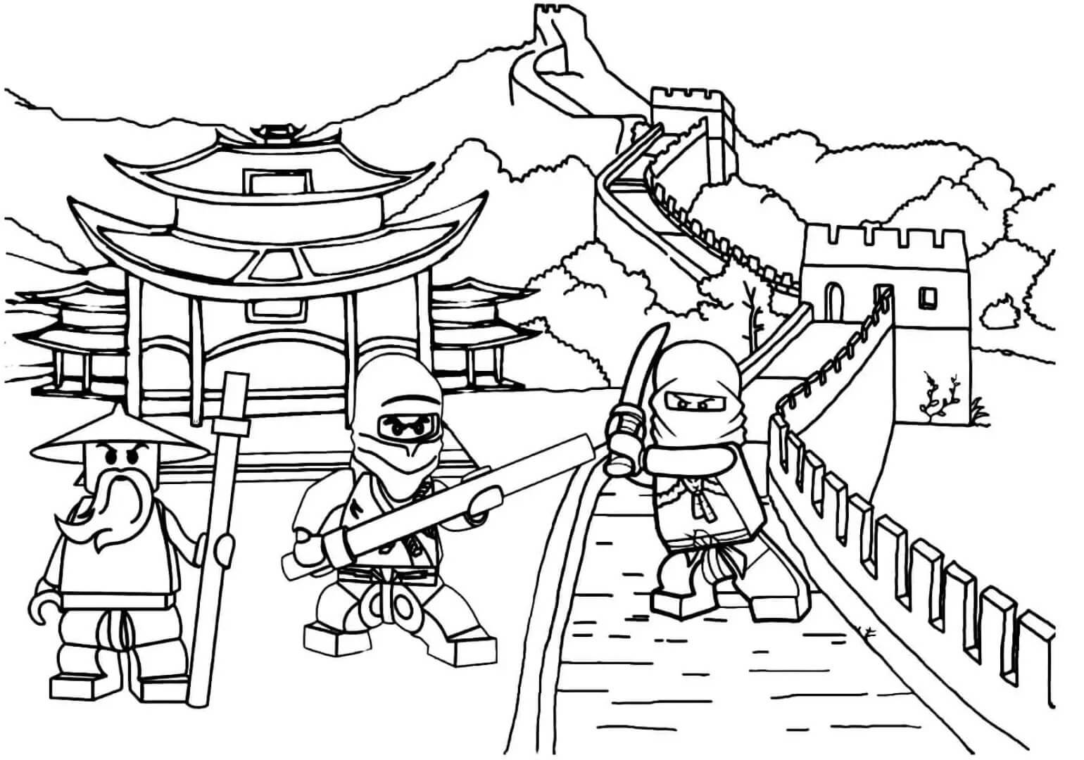 Três personagens de Ninjago para colorir