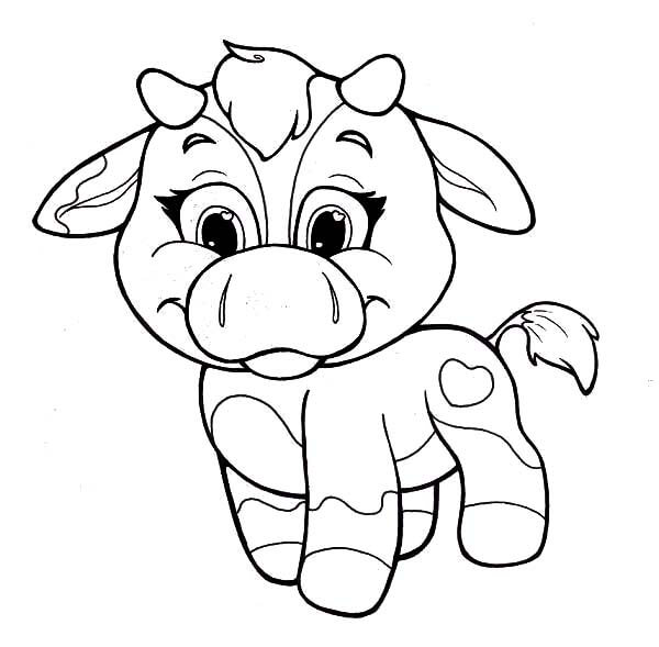 Desenhos de Vaca Bebê Andando para colorir