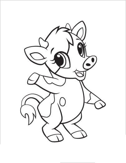 Desenhos de Vaca Bebê em Pé para colorir