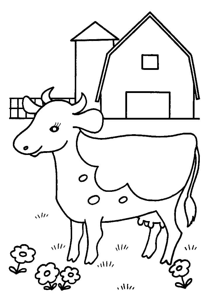 Vaca Bebê na Fazenda para colorir