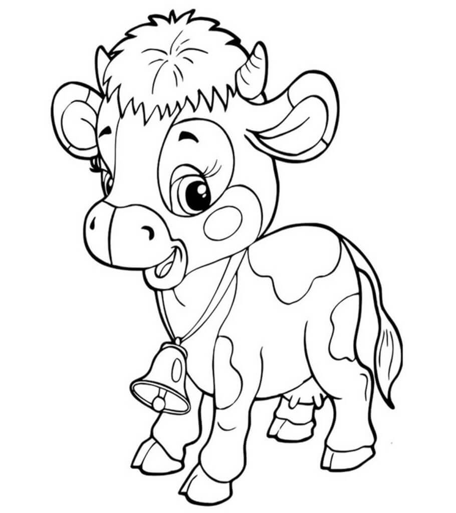 Desenhos de Vaca do Bebê Sorrindo para colorir