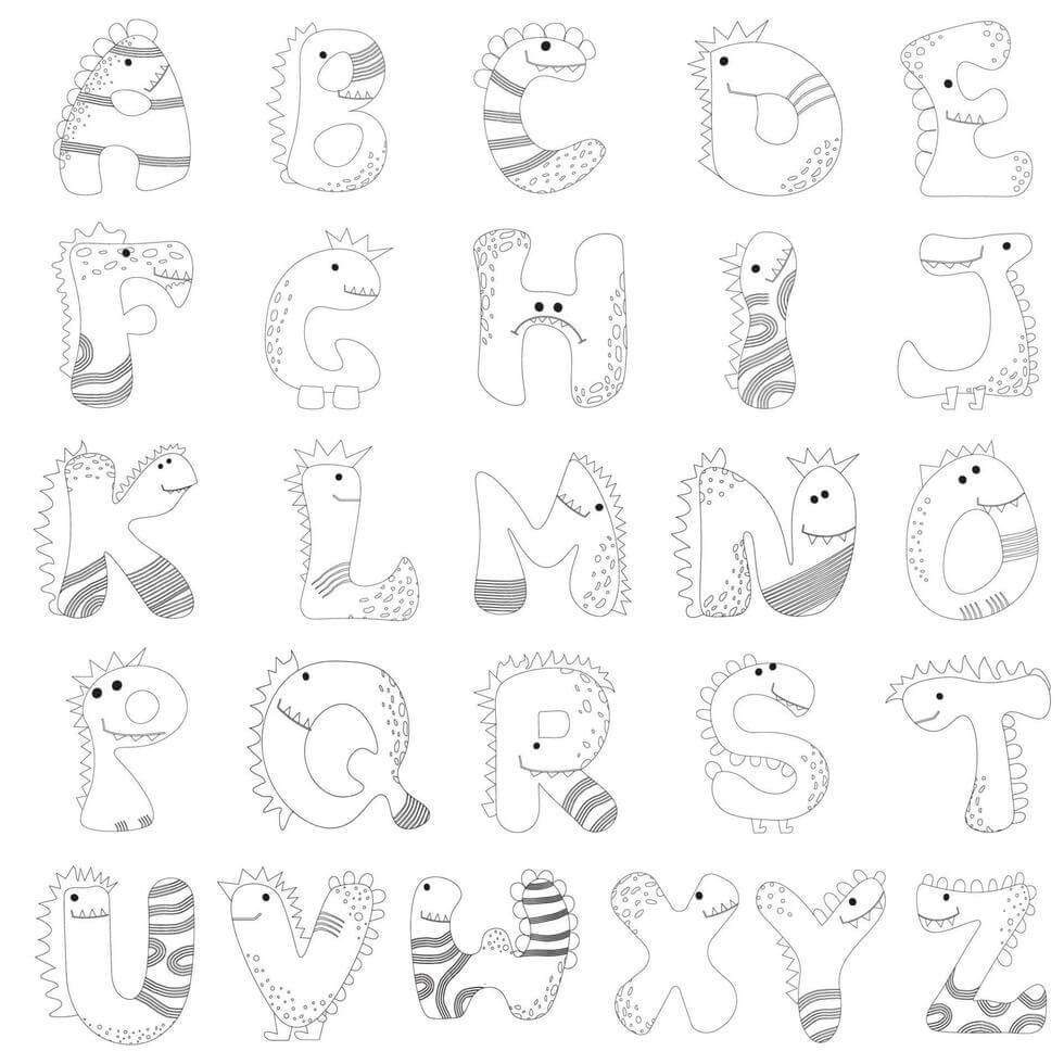 Desenhos de Alfabeto A a Z Agradável para colorir