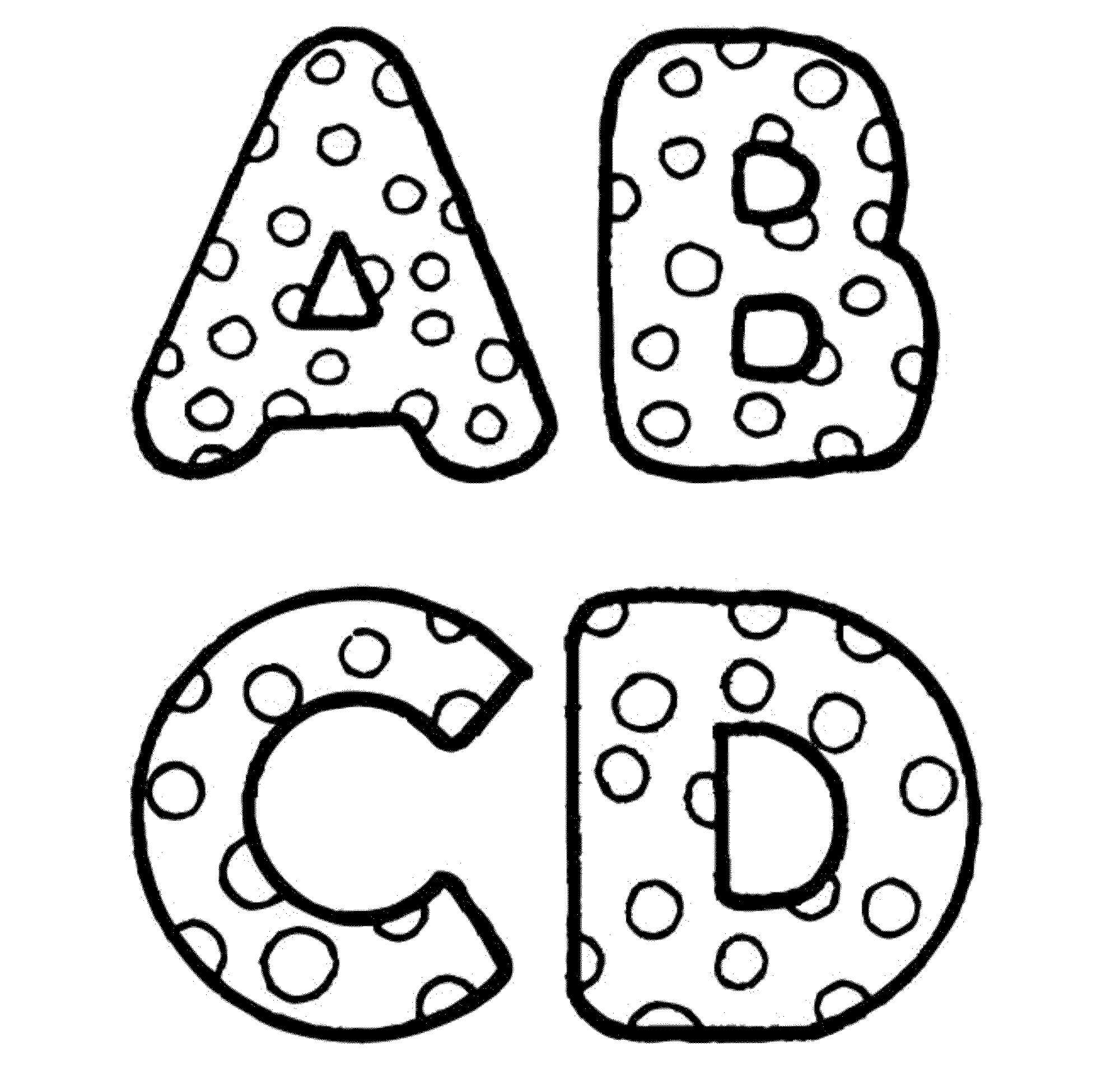 Desenhos de Bolinhas do alfabeto A a D para colorir