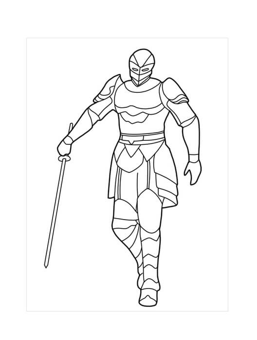 Desenhos de Cavaleiro Básico Segurando a Espada para colorir