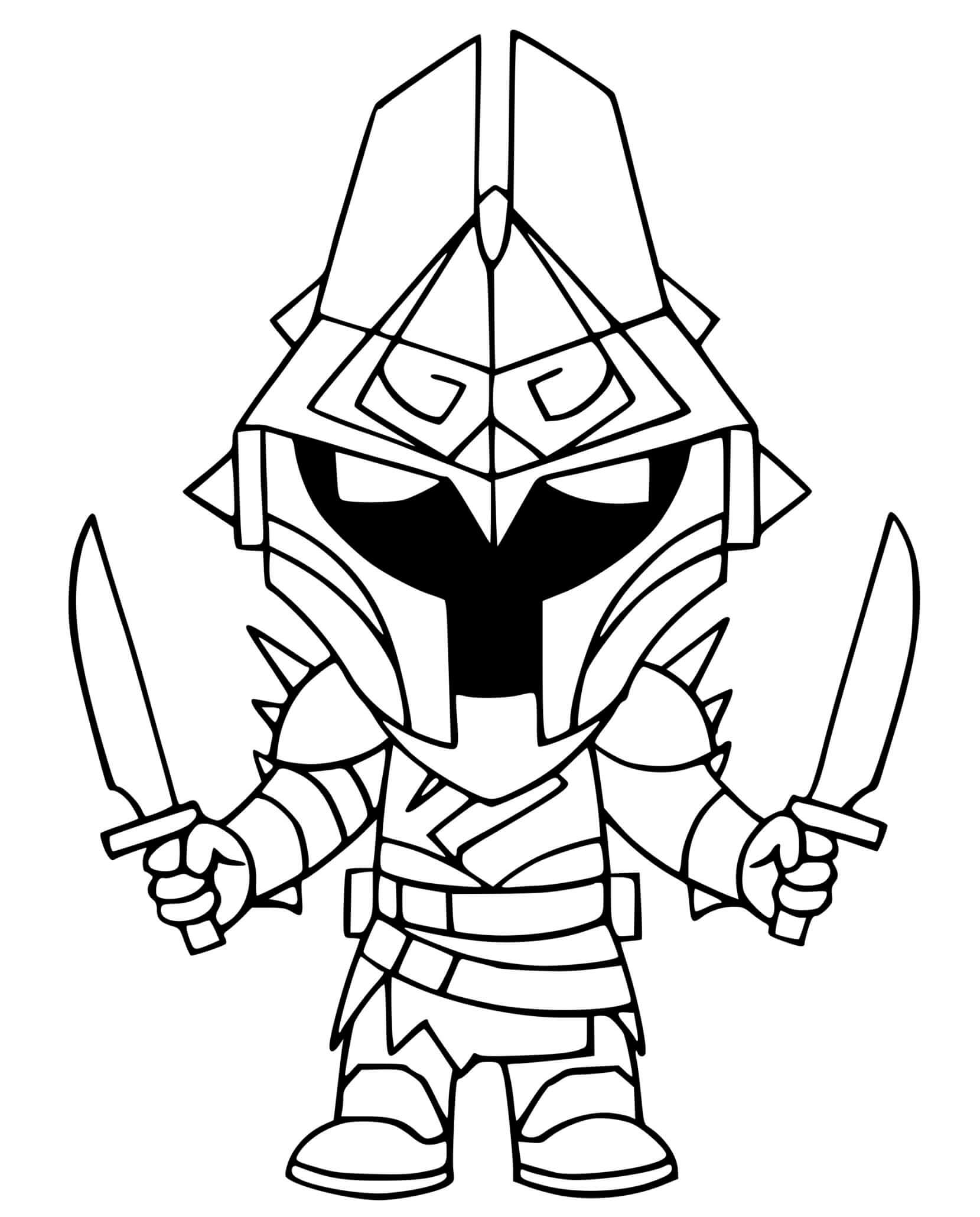 Desenhos de Cavaleiro Eterno segurando duas Espadas para colorir