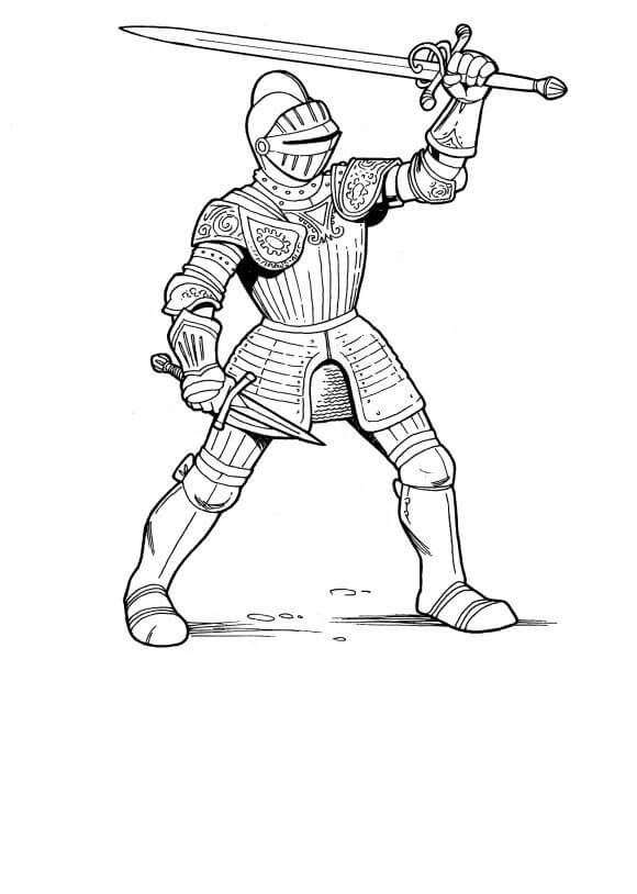 Desenhos de Cavaleiro Segurando Espada para colorir