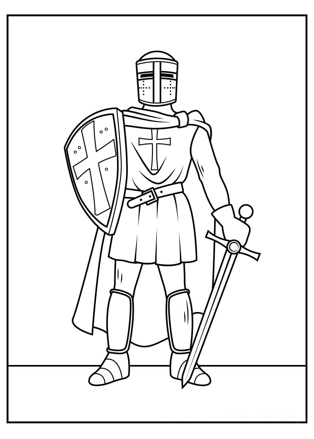 Desenhos de Cavaleiro com Espada e Escudo para colorir