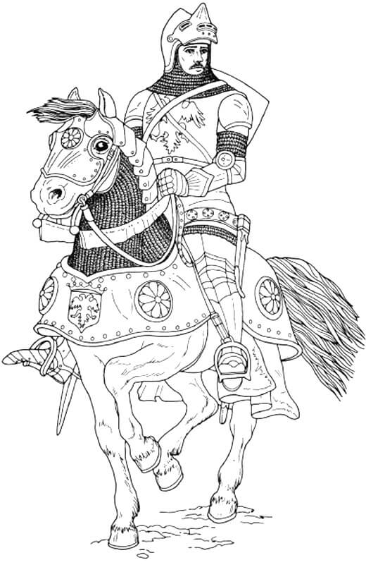 Desenhos de Cavaleiro e Corcel para colorir