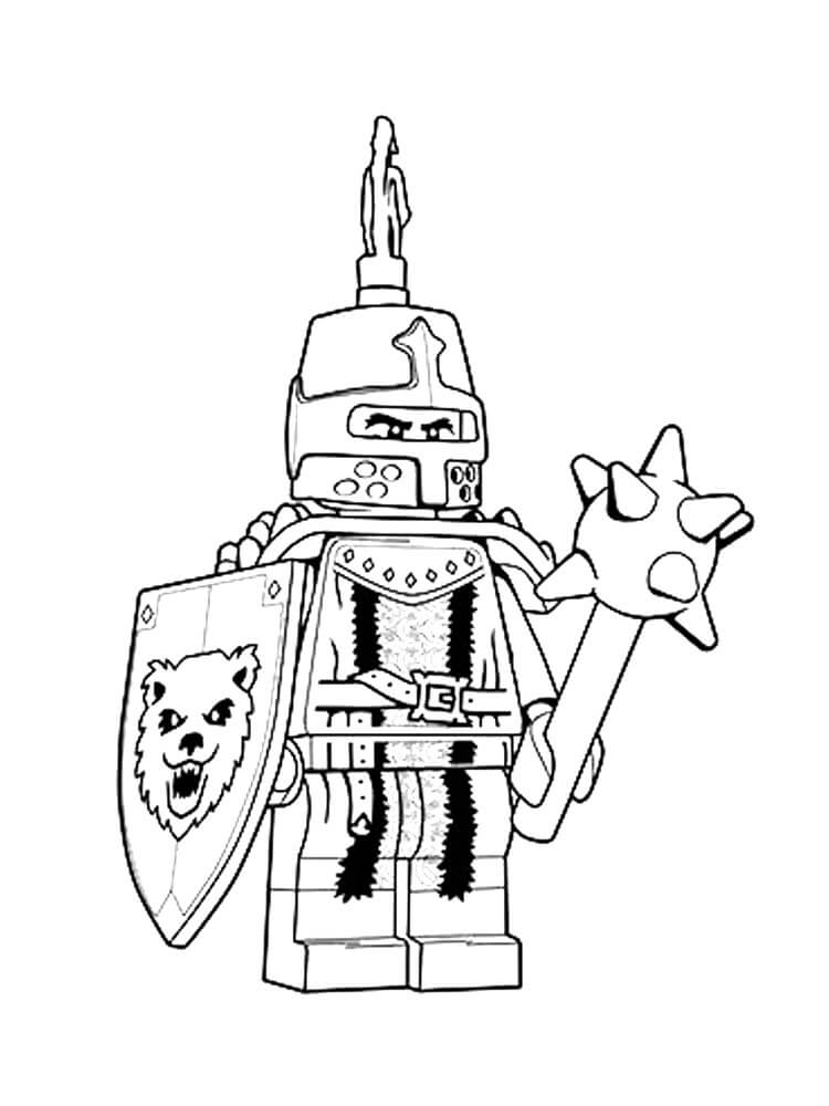 Desenhos de Cavaleiro empunhando maça Cravada e Escudo para colorir