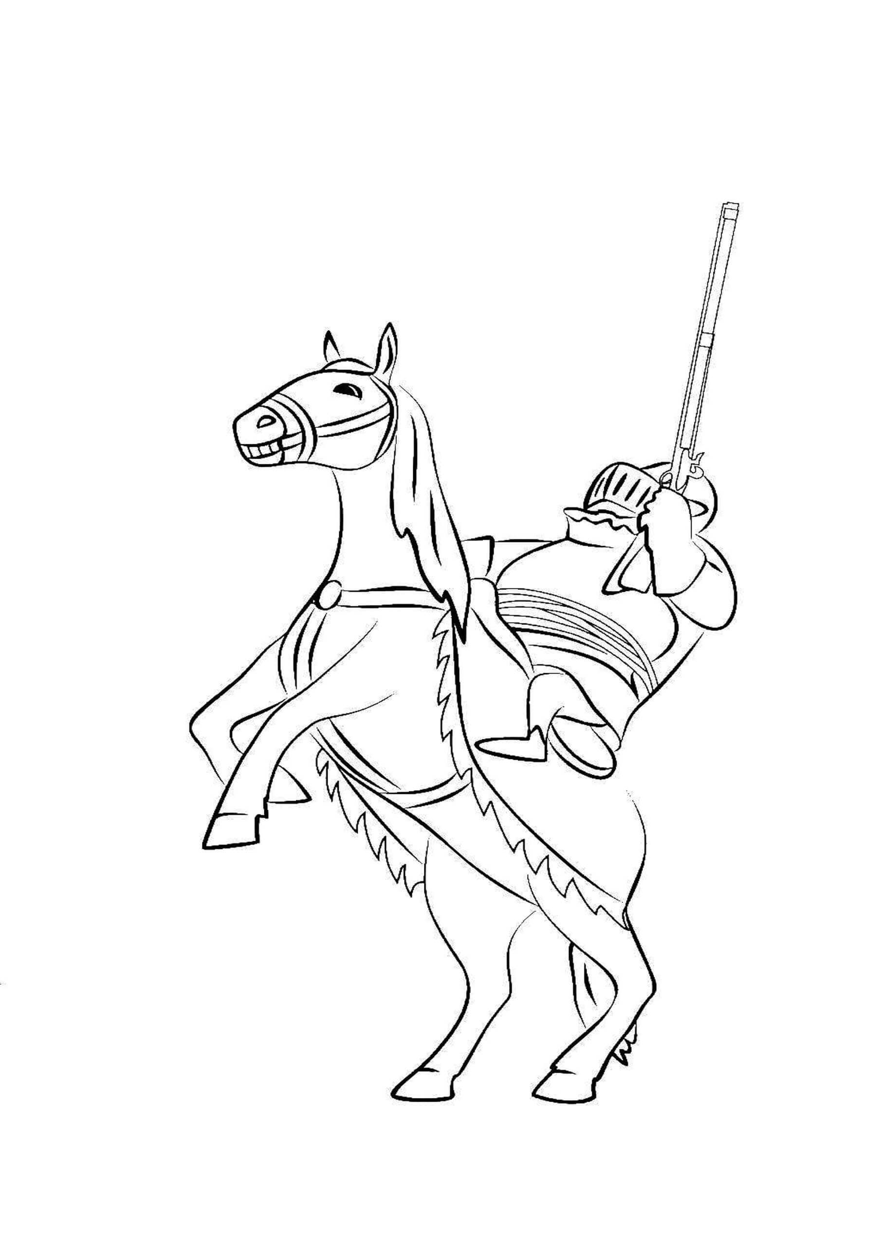 Cavaleiro fofo Andando a Cavalo para colorir