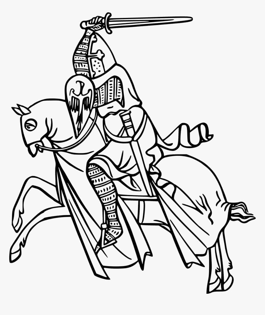 Cavaleiro legal Montando Ataque de Cavalo para colorir