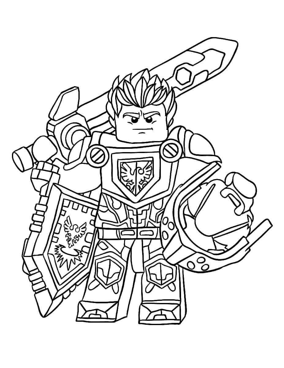 Desenhos de Cavaleiro legal de Lego Segurando a Espada Grande para colorir