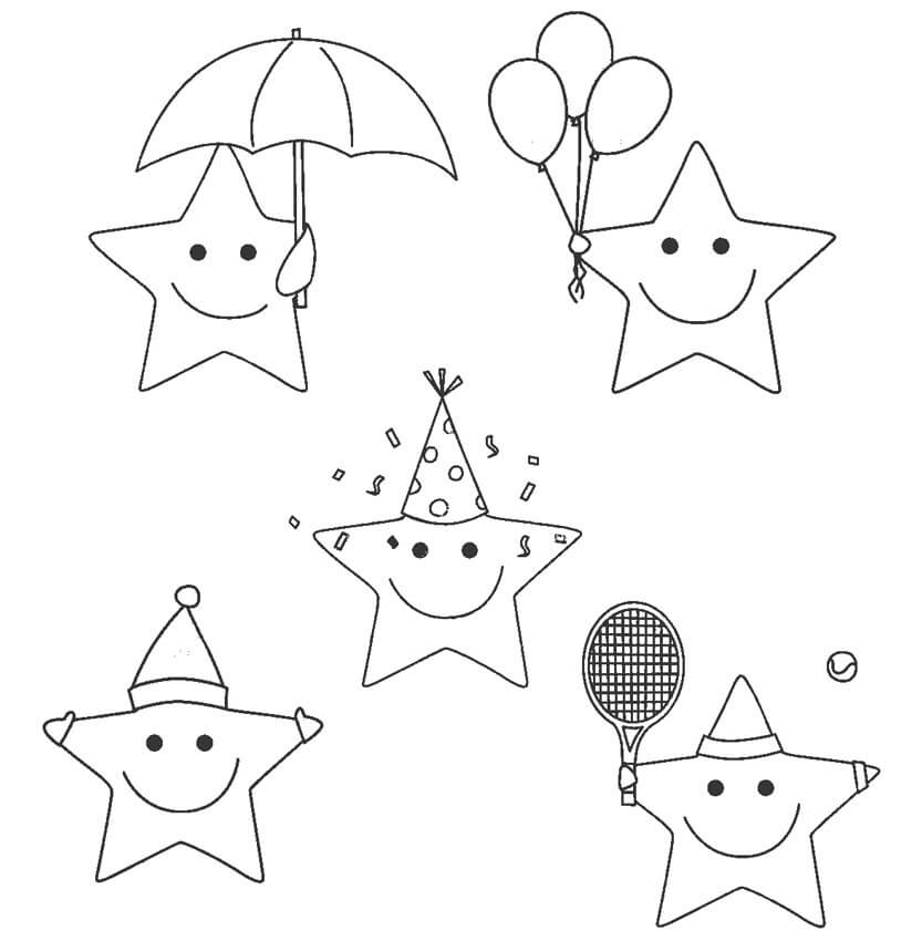 Desenhos de Cinco Estrelas dos Desenhos Animados para colorir