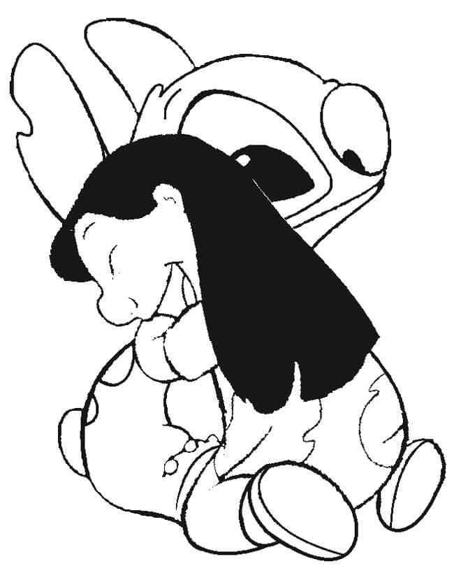 Desenhando Lilo Hugs com Stitch para colorir