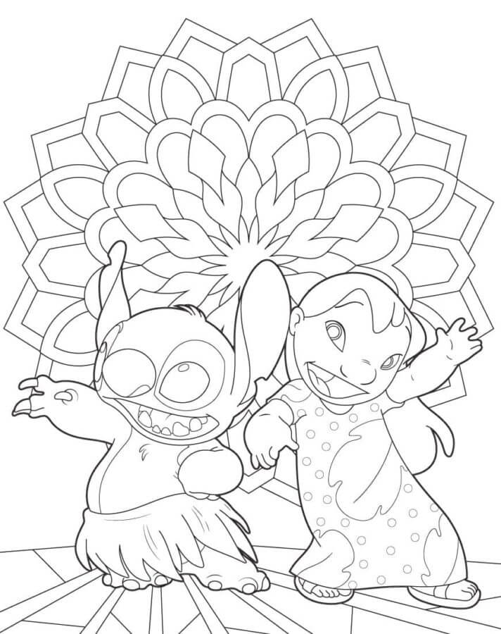 Desenhe Danças Incendiárias Lilo e Stitch para colorir