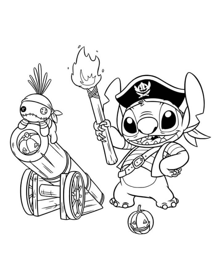 Desenhe o Capitão Stitch Sparrow para colorir