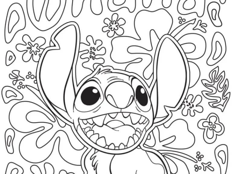 Desenhe o Stitch feliz para colorir