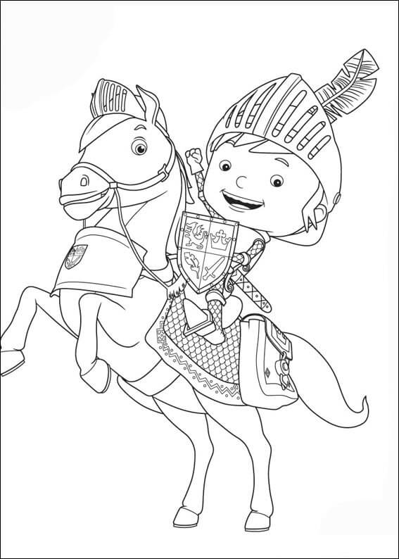 Desenhos de Divertido Mike o Cavaleiro andando a Cavalo para colorir