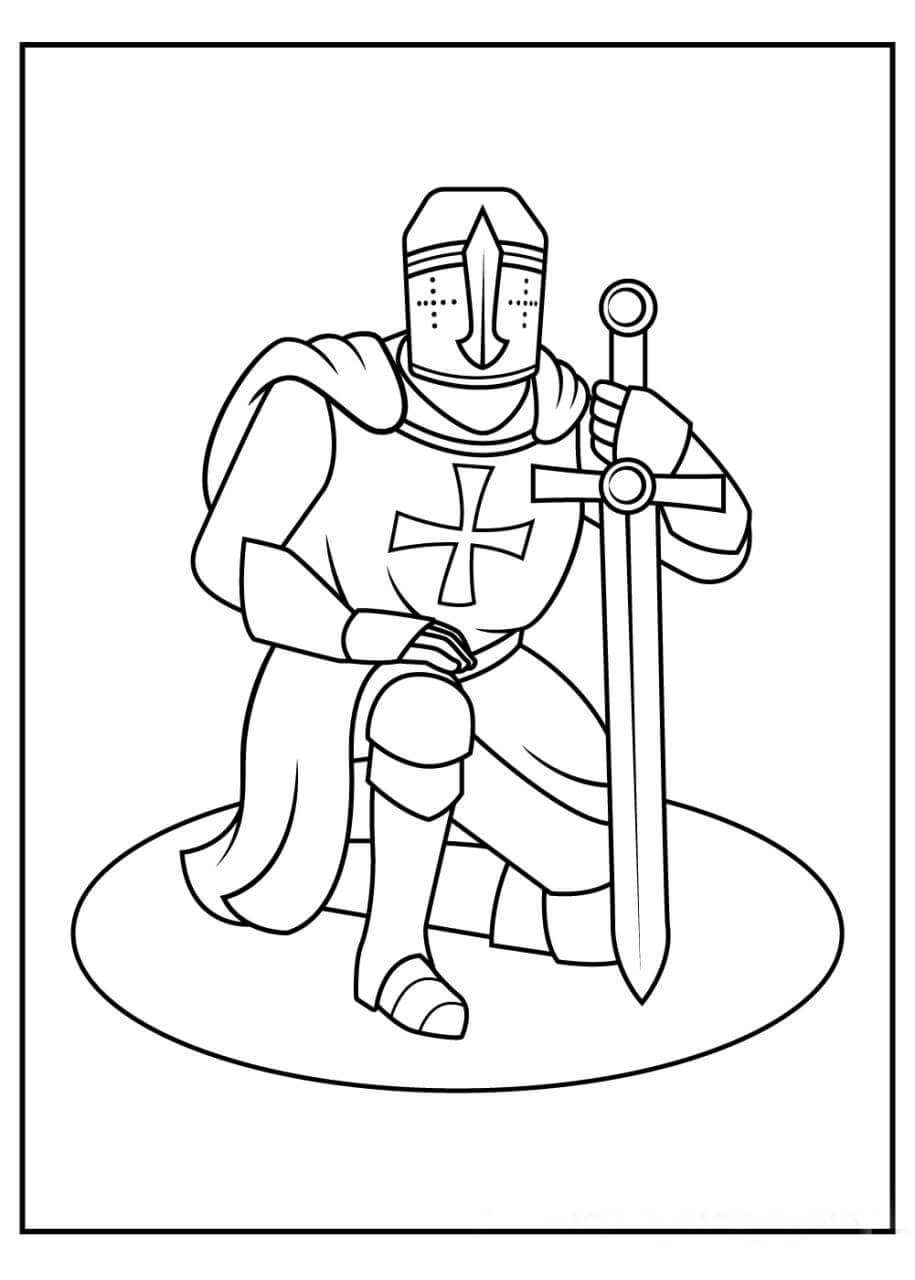 Desenhos de Grande Cavaleiro segurando a Espada para colorir