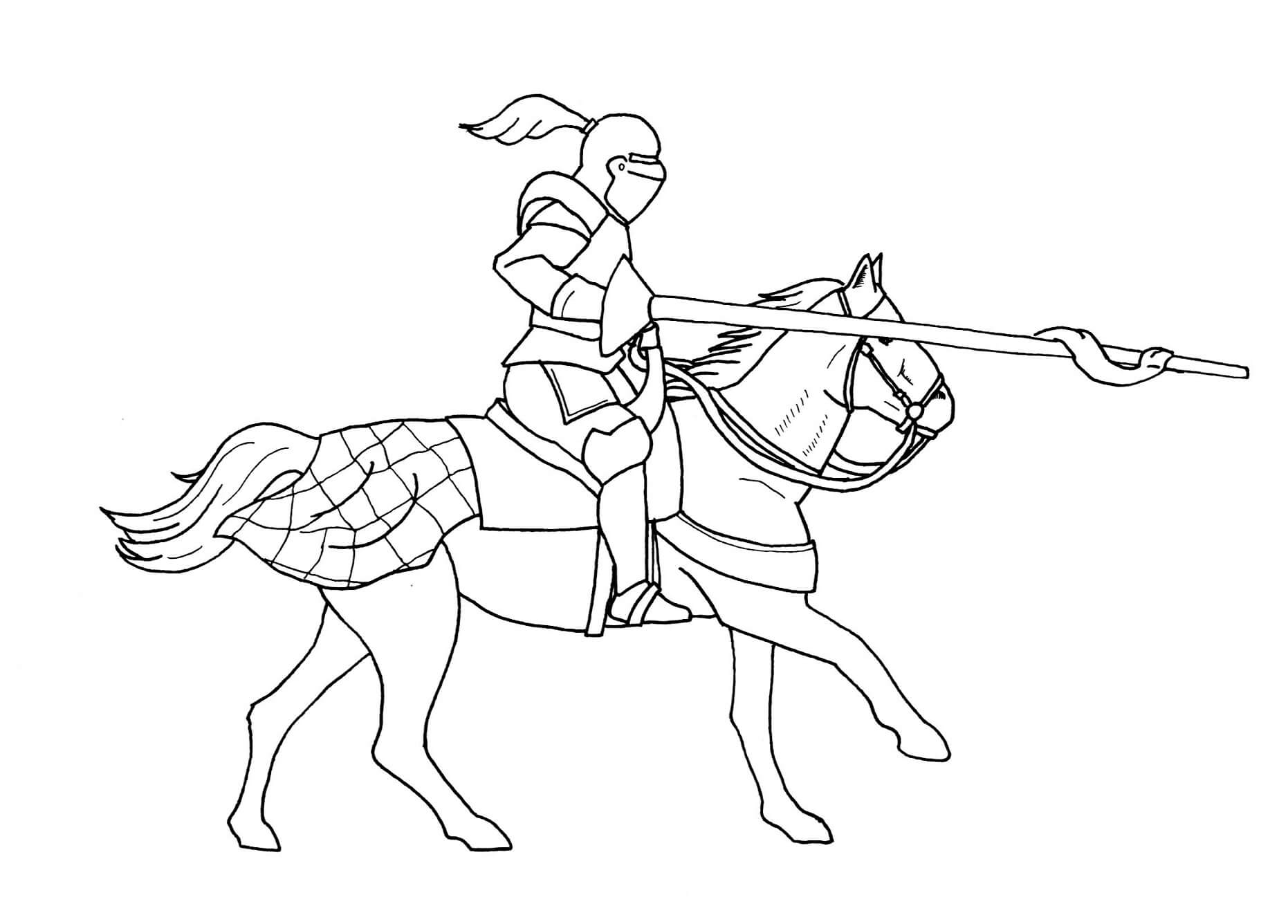 Incrível cavaleiro Andando a Cavalo para colorir