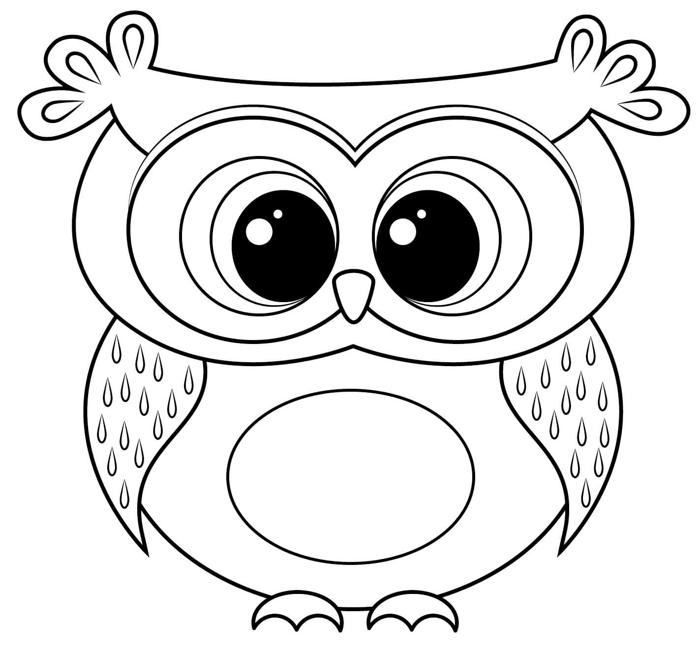 Kawaii Owl para colorir