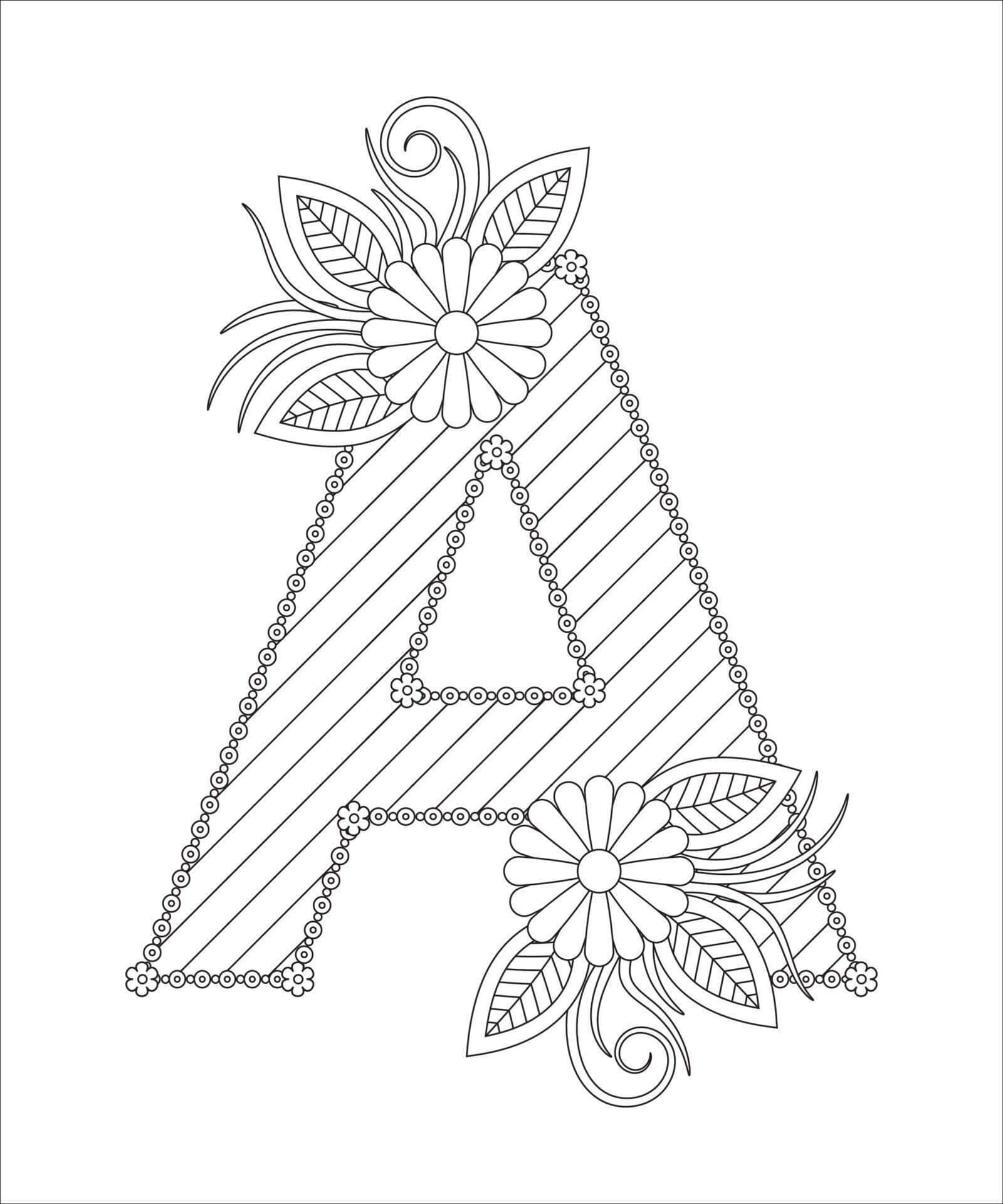 Desenhos de Letra A com Flores para colorir
