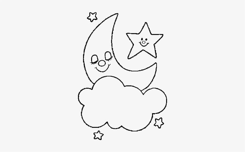 Desenhos de Lua e Estrela para colorir