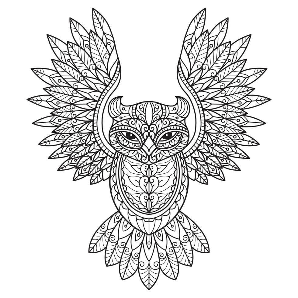 Mandala Owl Flying para colorir
