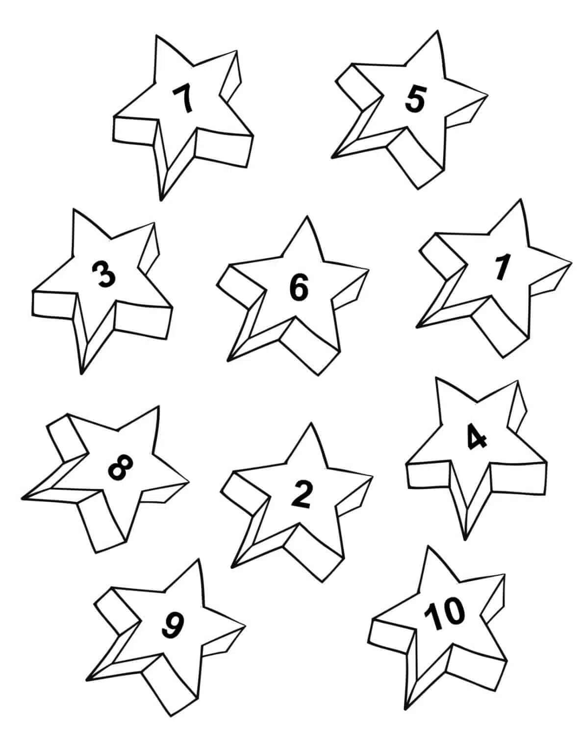 Desenhos de Número 1-10 Estrelas para colorir