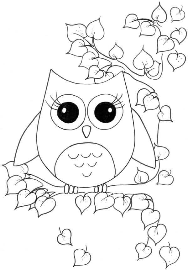 Owl in Branch Tree para colorir