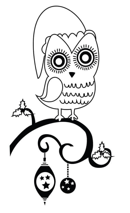 Owl in Christmas para colorir