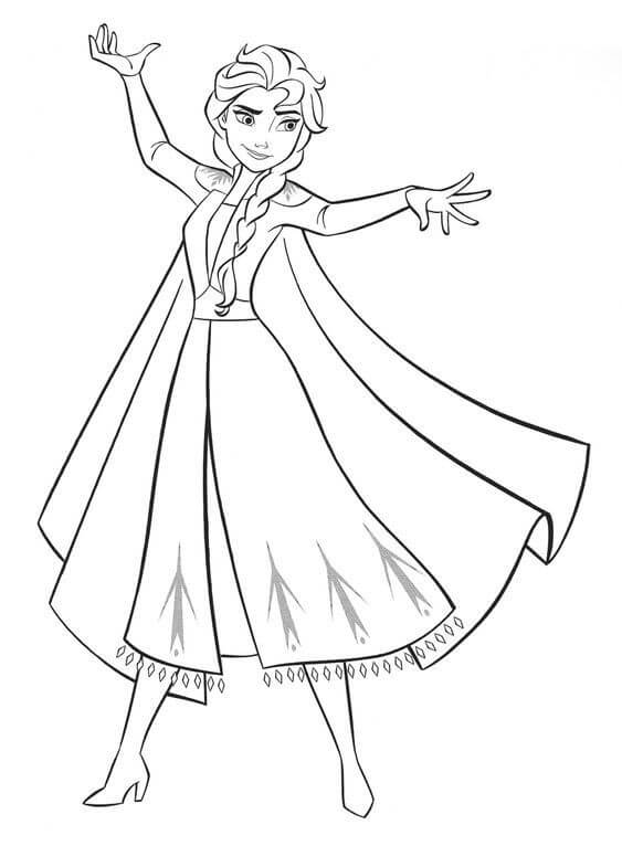 A bela Elsa em Frozen para colorir