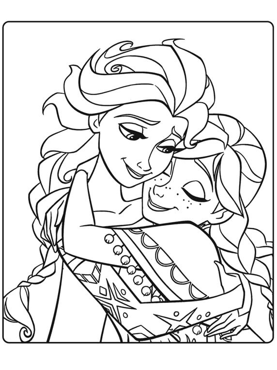 Desenhos de Anna Abraço Elsa em Frozen para colorir