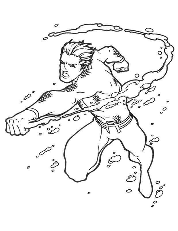 Aquaman Chutando Debaixo D’água para colorir
