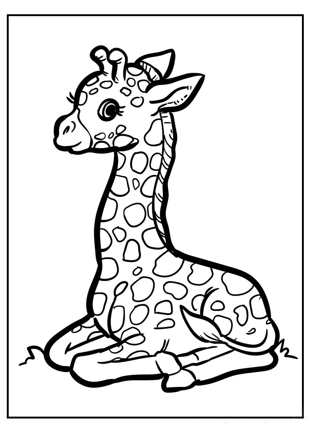 Desenhos de Bebê Girafa Sentado para colorir