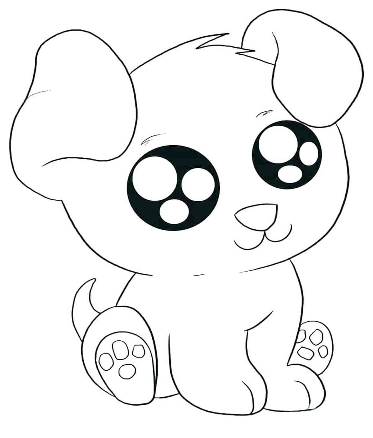 Desenhos de Cachorro Kawaii Sentado para colorir