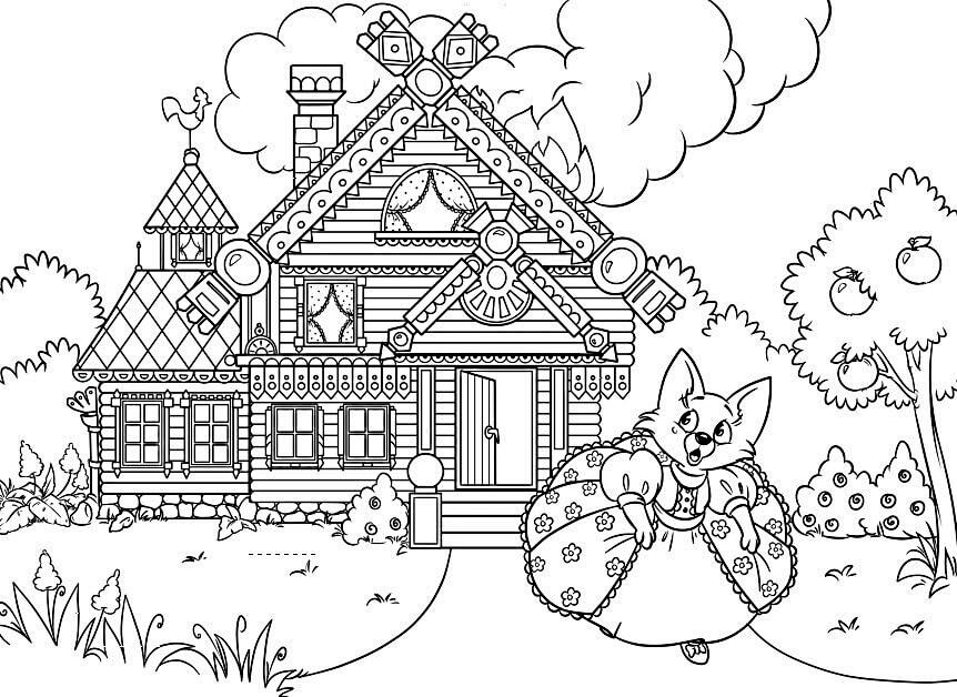 Casa Básica de Desenhos Animados para colorir