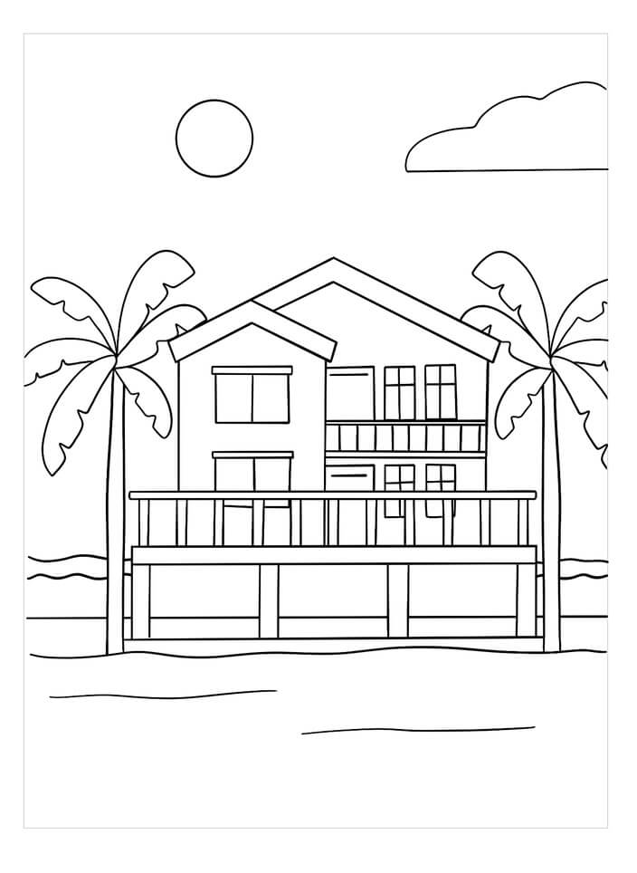 Casa de Praia para colorir
