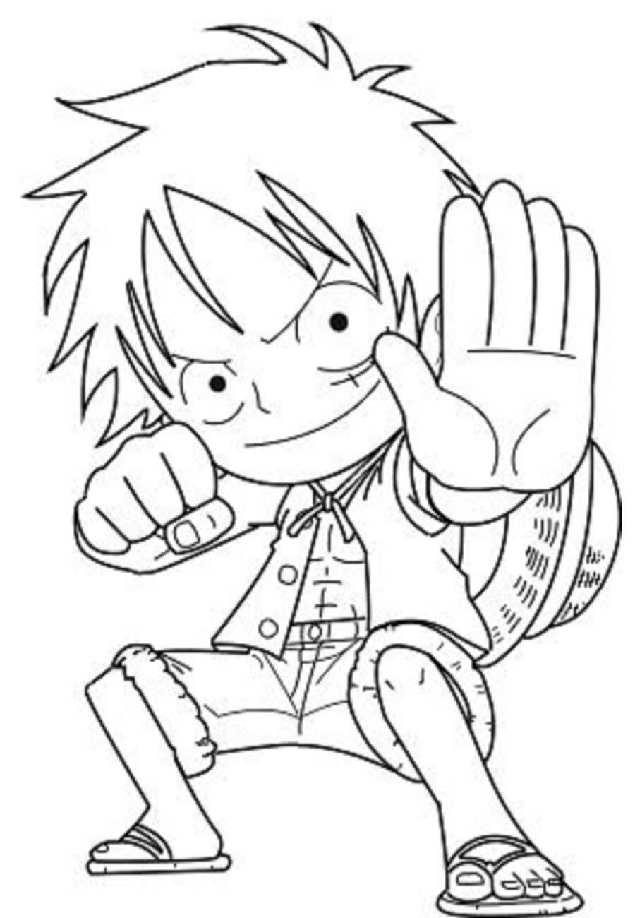 Desenhos de Chibi Luffy Sorrindo para colorir