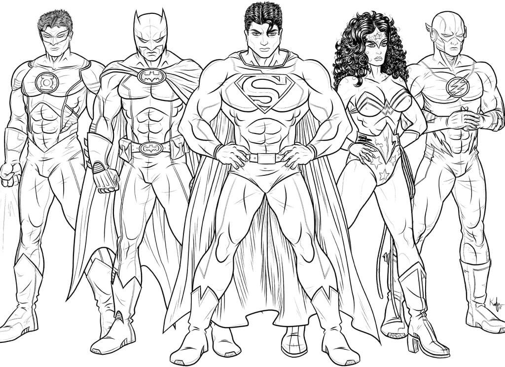 Cinco personagens da DC Comics para colorir